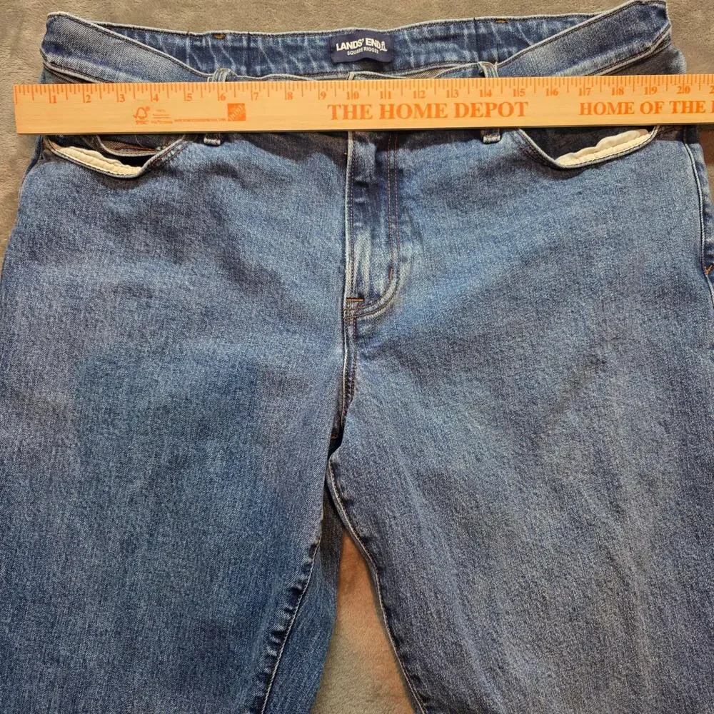 Lands' End Square Rigger Jeans Mens 40x30 Blue Medium Wash Classic Straight Leg